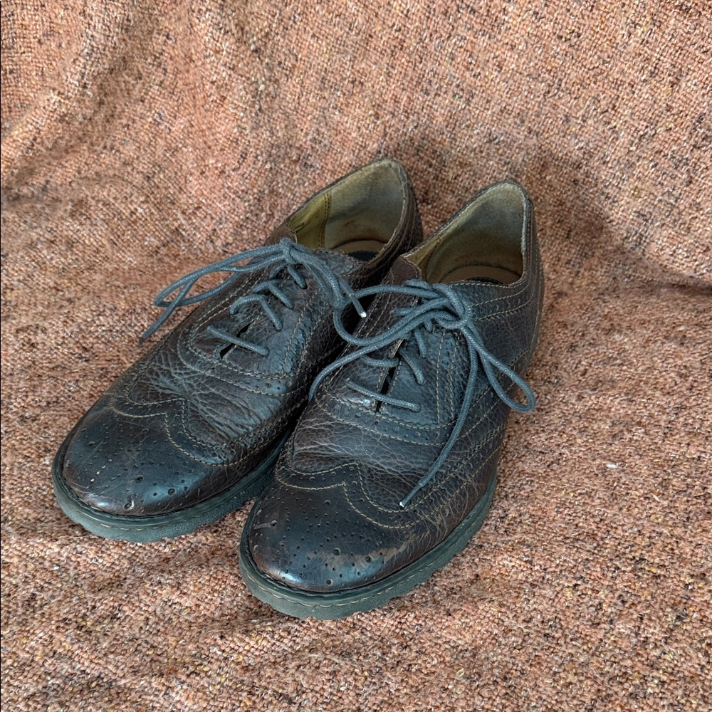 Born Black Textured Leather Men's Oxfords